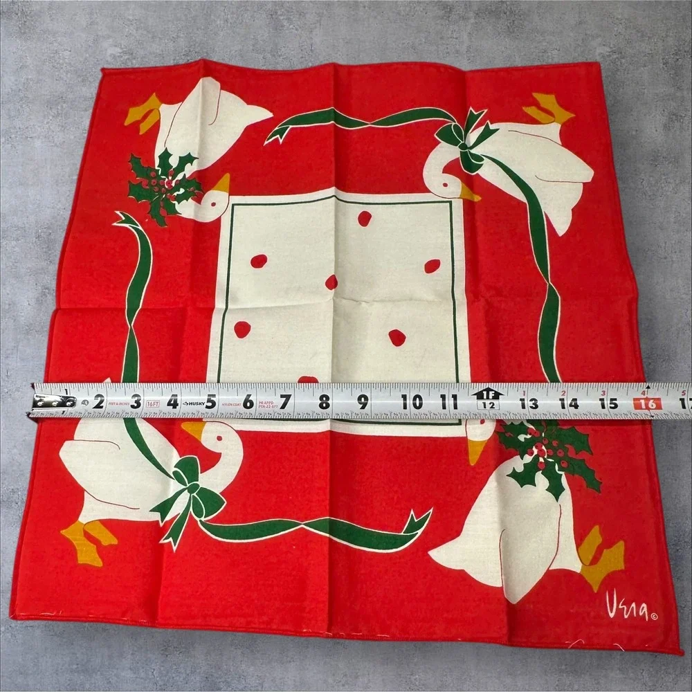 Vera Neumann‎ Christmas Geese Napkin Red Green Vintage Linen 16x17
